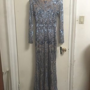 Stunning New long sequined blue dress Size 4